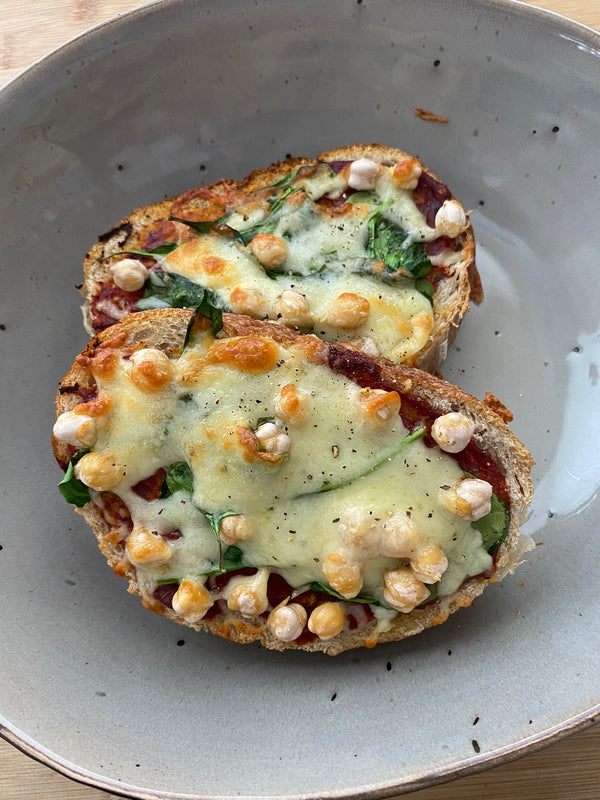 Cheesy Sprouted Chickpea Melts