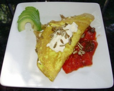 SUNFLOWER WITH BLUE CHEESE OMELETTE